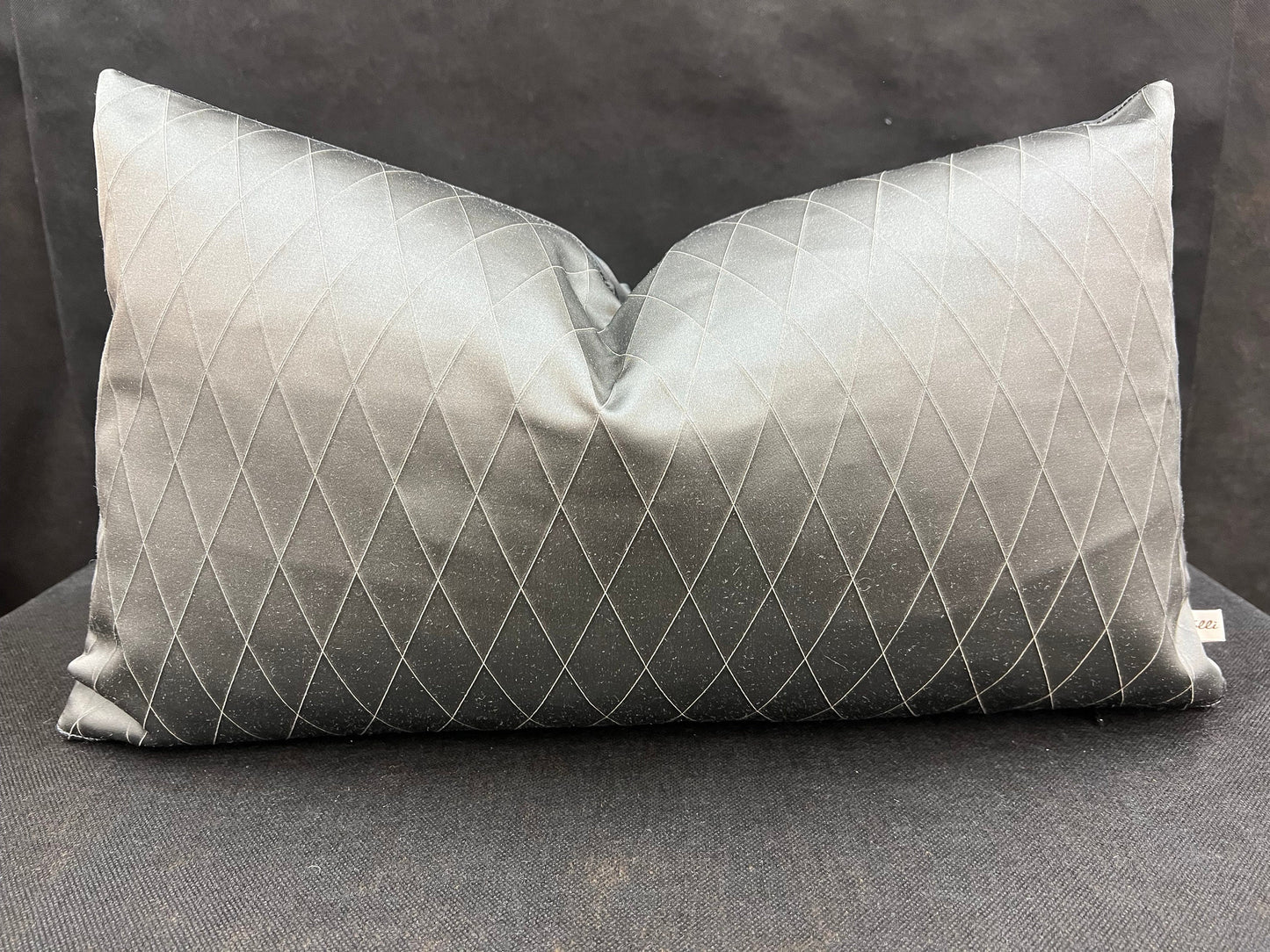 Sahco Diamant Luxury Designer Gun-Metal Grey Geometric Lumbar Cushion Pillow Cover