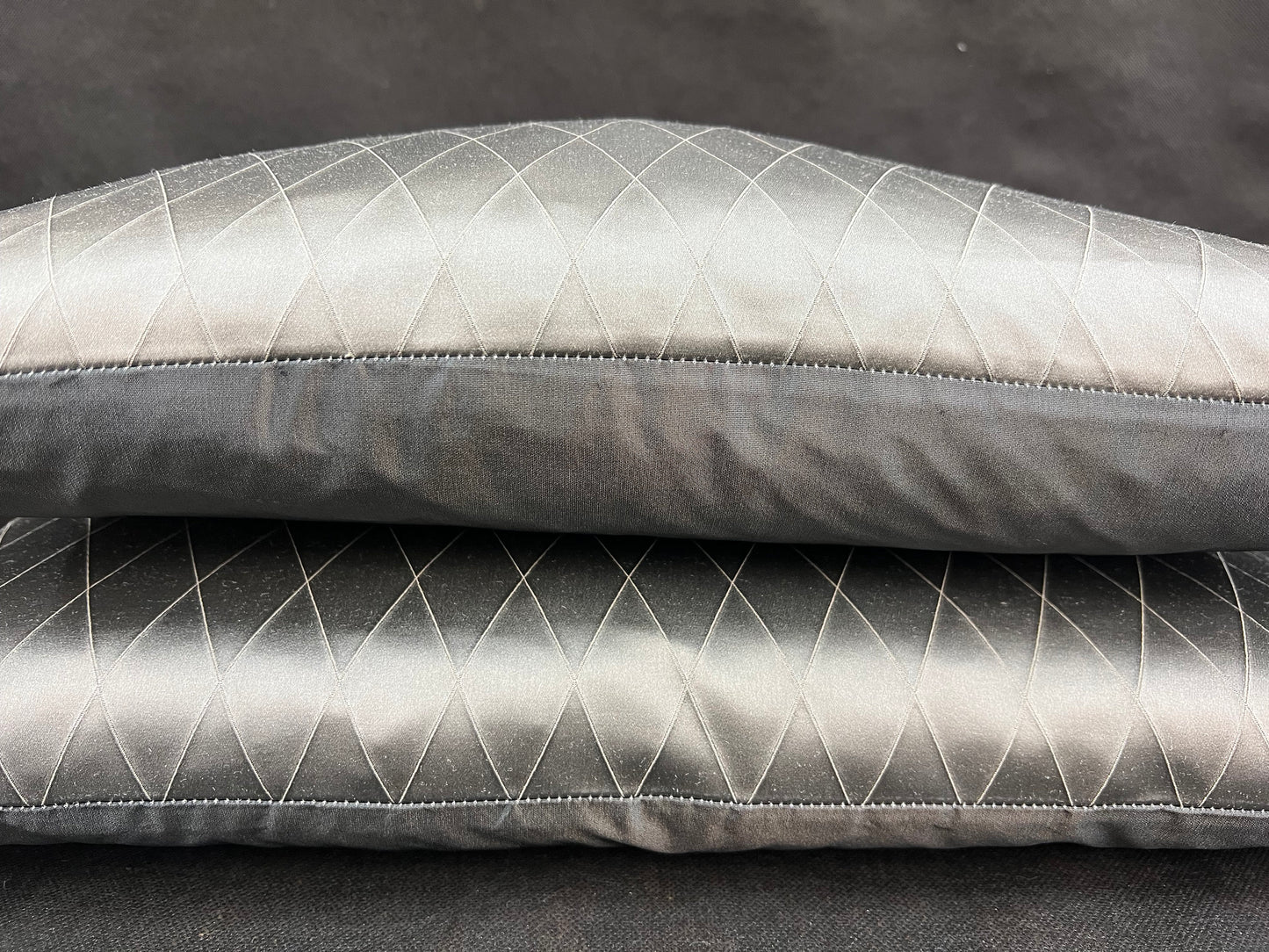 Sahco Diamant Luxury Designer Gun-Metal Grey Geometric Lumbar Cushion Pillow Cover