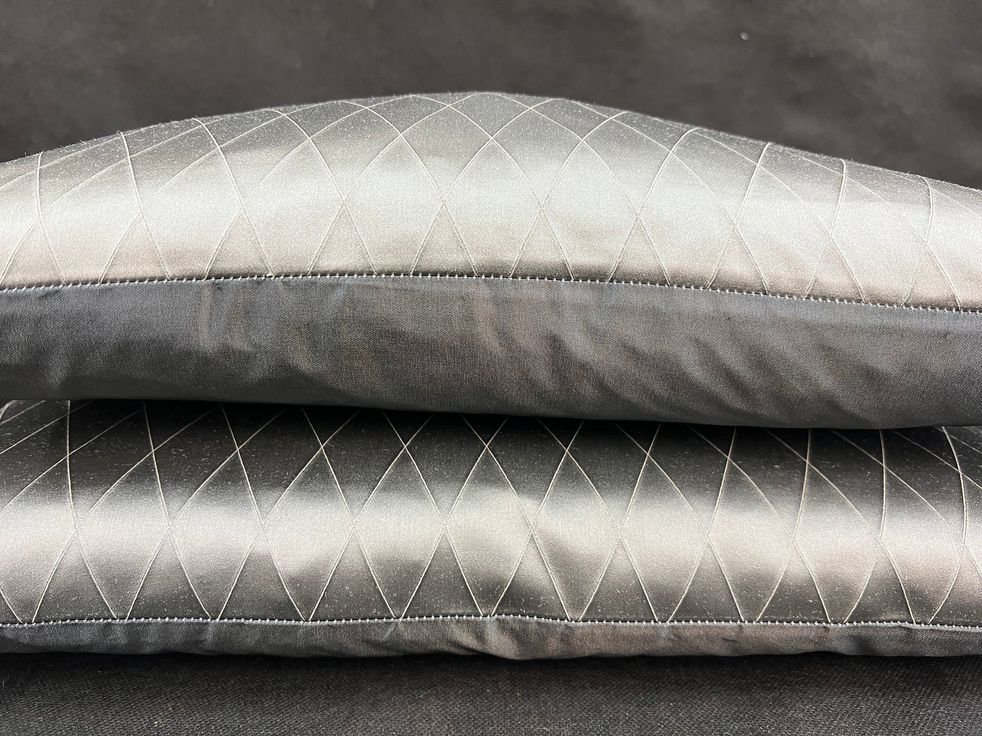 Sahco Diamant Luxury Designer Gun-Metal Grey Geometric Lumbar Cushion Pillow Cover