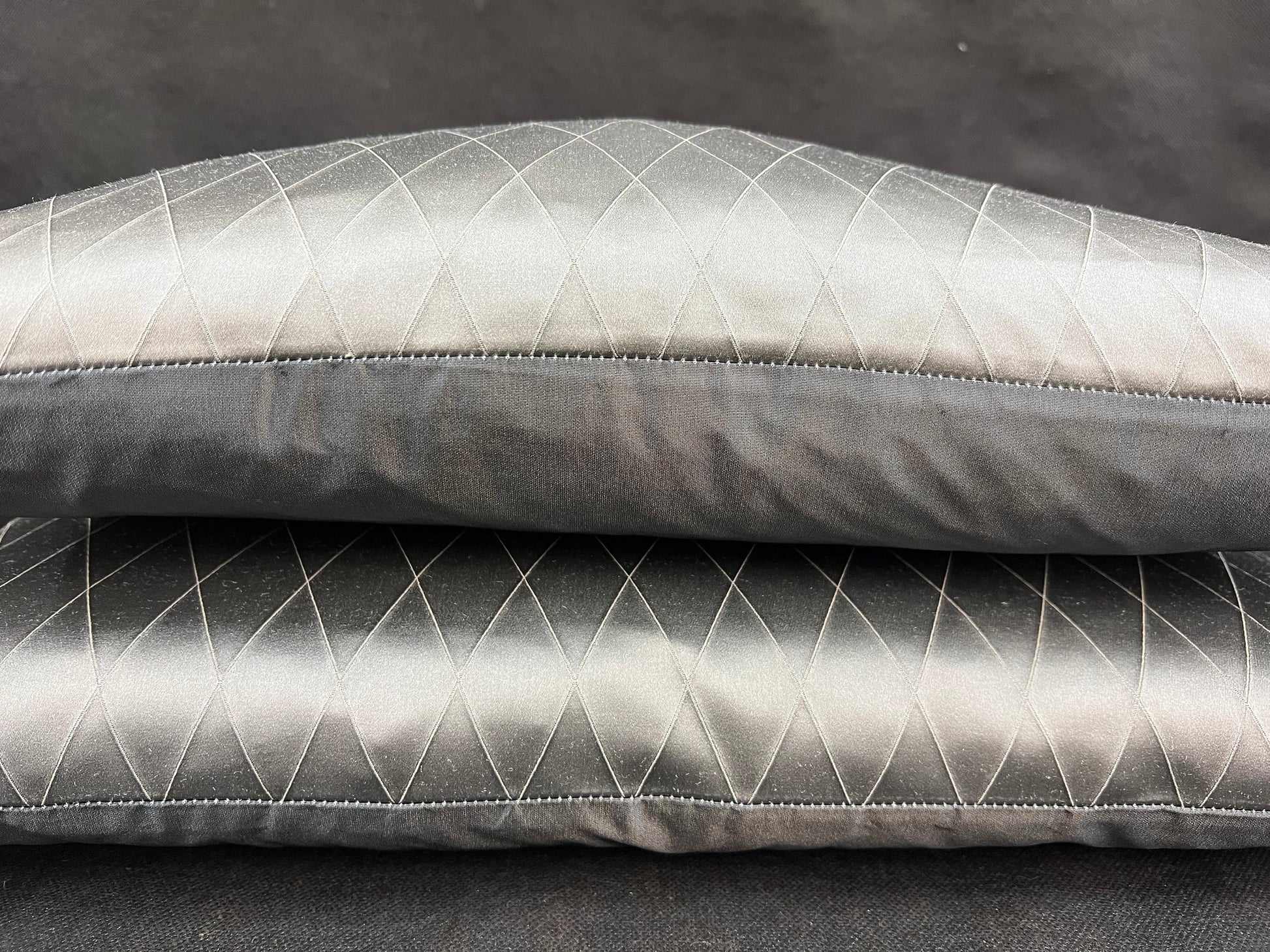 Sahco Diamant Luxury Designer Gun-Metal Grey Geometric Lumbar Cushion Pillow Cover