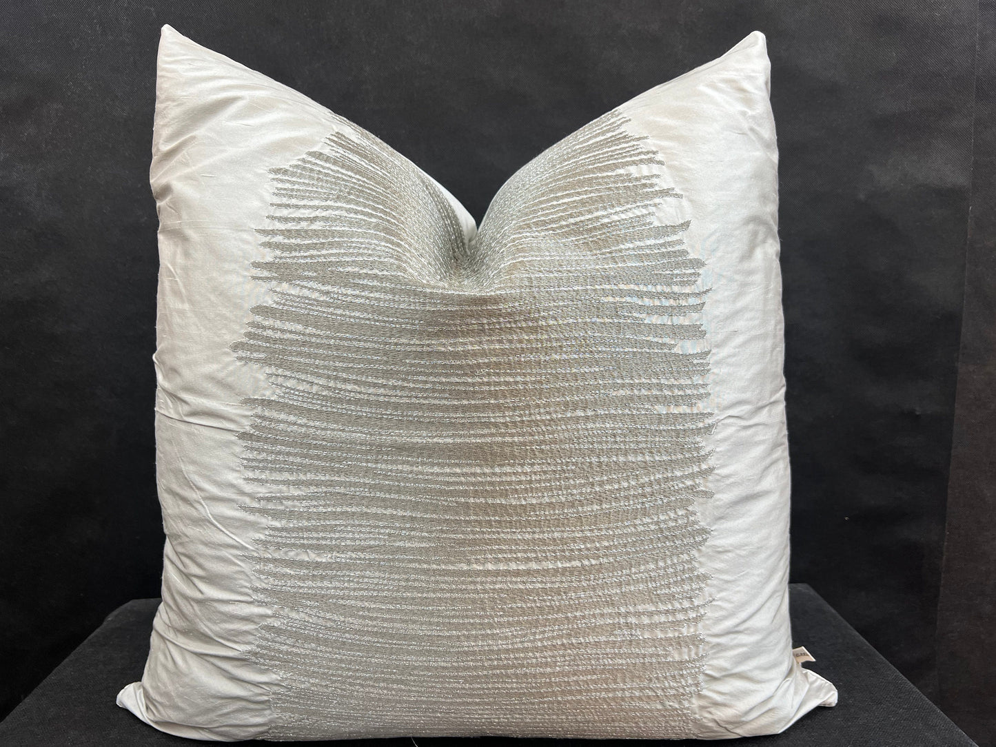 Ardecora Luce Embroidered Silver Contemporary Silk Fabric Designer Cushion Pillow Cover