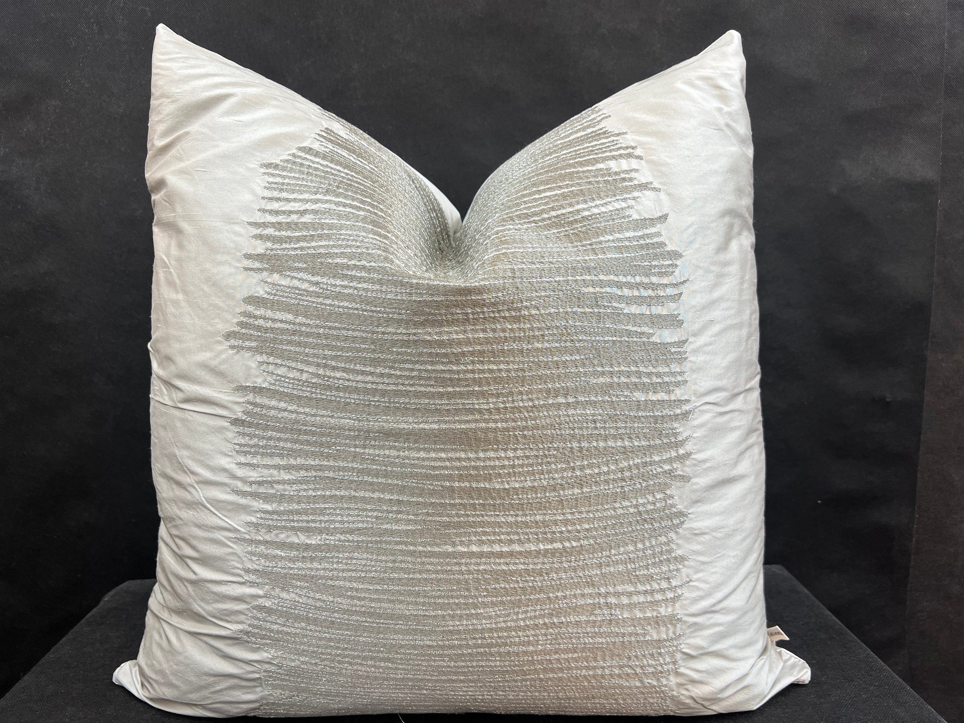 Ardecora Luce Embroidered Silver Contemporary Silk Fabric Designer Cushion Pillow Cover