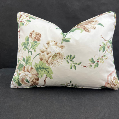 Schumacher Luxury Designer "Betty in Quite Pink" Floral White Green Cushion Pillow Sofa Cover