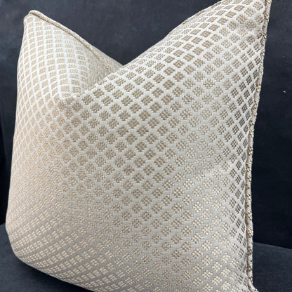 Luxury Designer Antique Gold Embroidered Geometric Cushion Pillow Throw Cover
