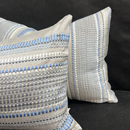 Jane Churchill Meteor Contemporary Designer Blue Striped Fabric Sofa Cushion Pillow Cover Throw