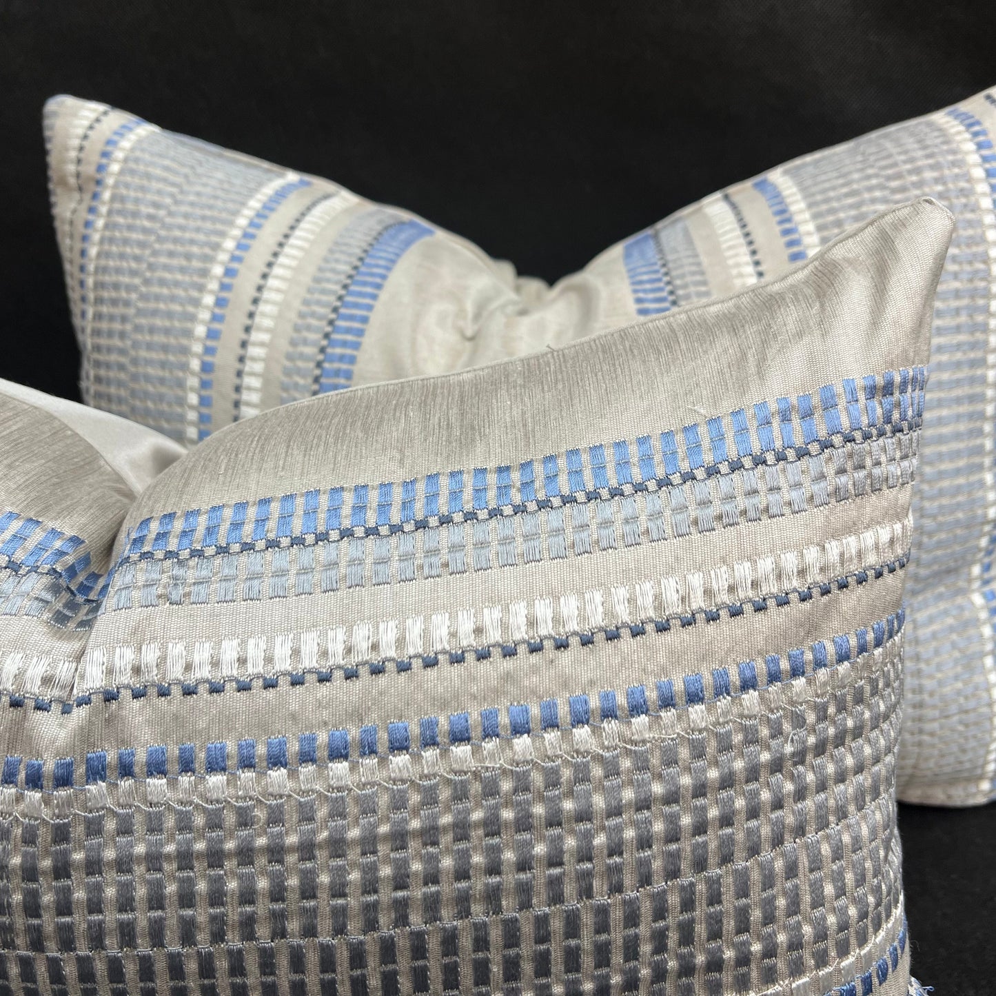 Jane Churchill Meteor Contemporary Designer Blue Striped Fabric Sofa Cushion Pillow Cover Throw