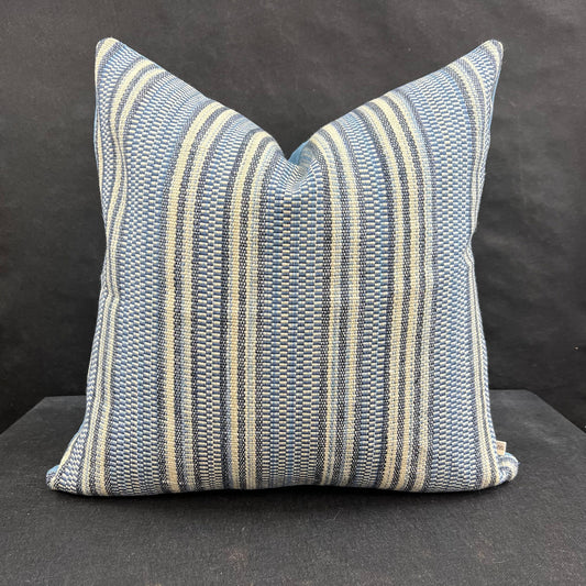 William Yeoward Nunzia Blue Cream Striped Fabric Cushion Pillow Cover