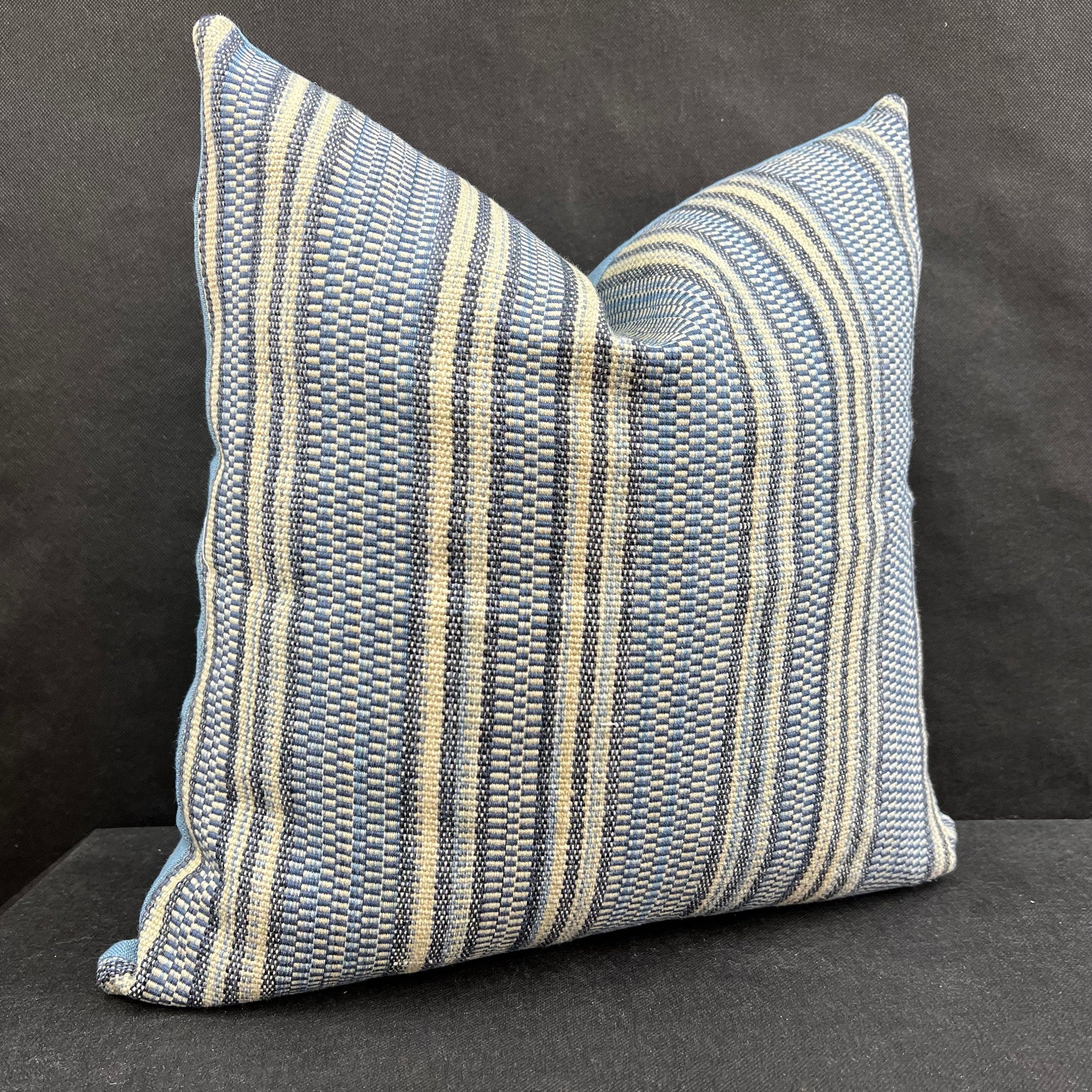 William Yeoward Nunzia Blue Cream Striped Fabric Cushion Pillow Cover