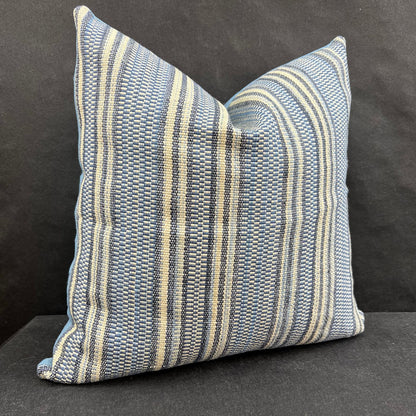 William Yeoward Nunzia Blue Cream Striped Fabric Cushion Pillow Cover