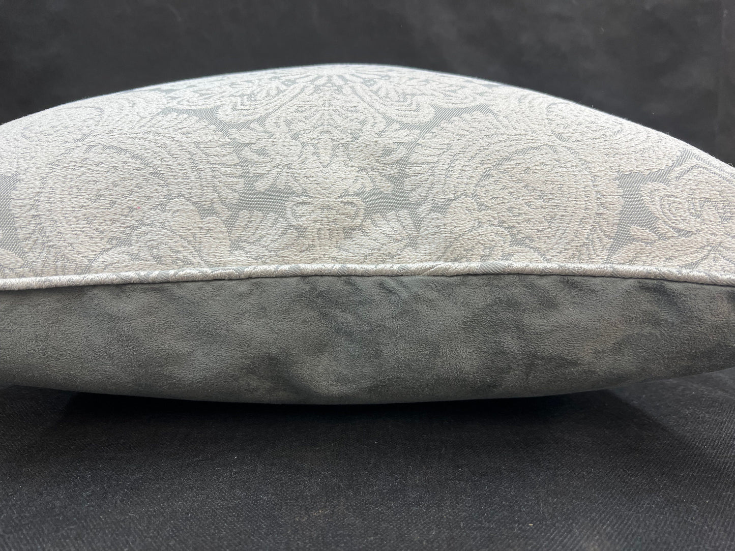 Jab Traditional Damask Luxury Designer Neutral Grey Cushion Pillow Cover