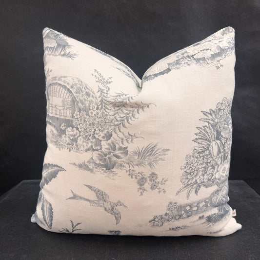 Chivasso Whisperers Garden Luxury Designer Toile Linen Grey Sofa Cushion Pillow Cover