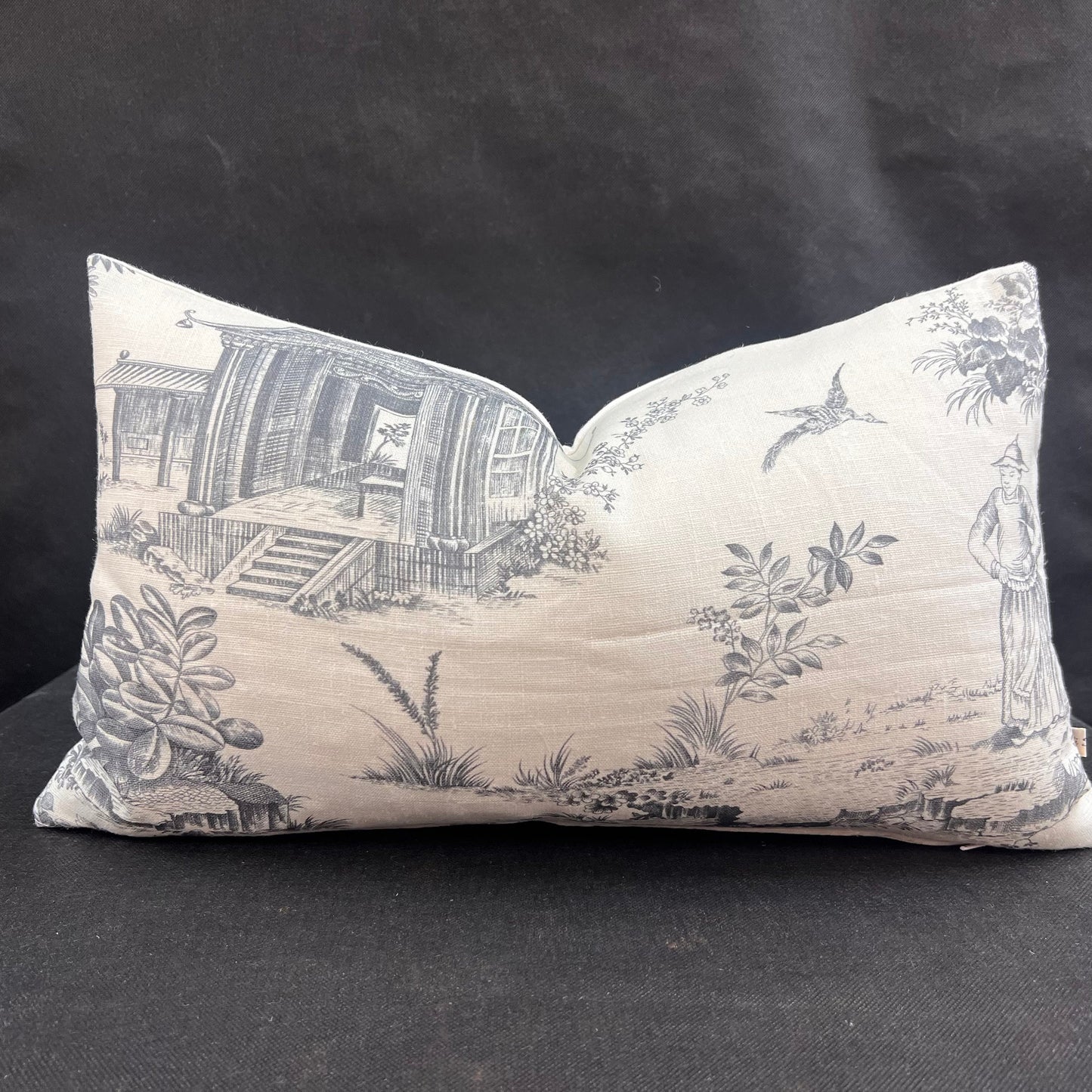 Chivasso Whisperers Garden Luxury Designer Toile Linen Grey Sofa Cushion Pillow Cover