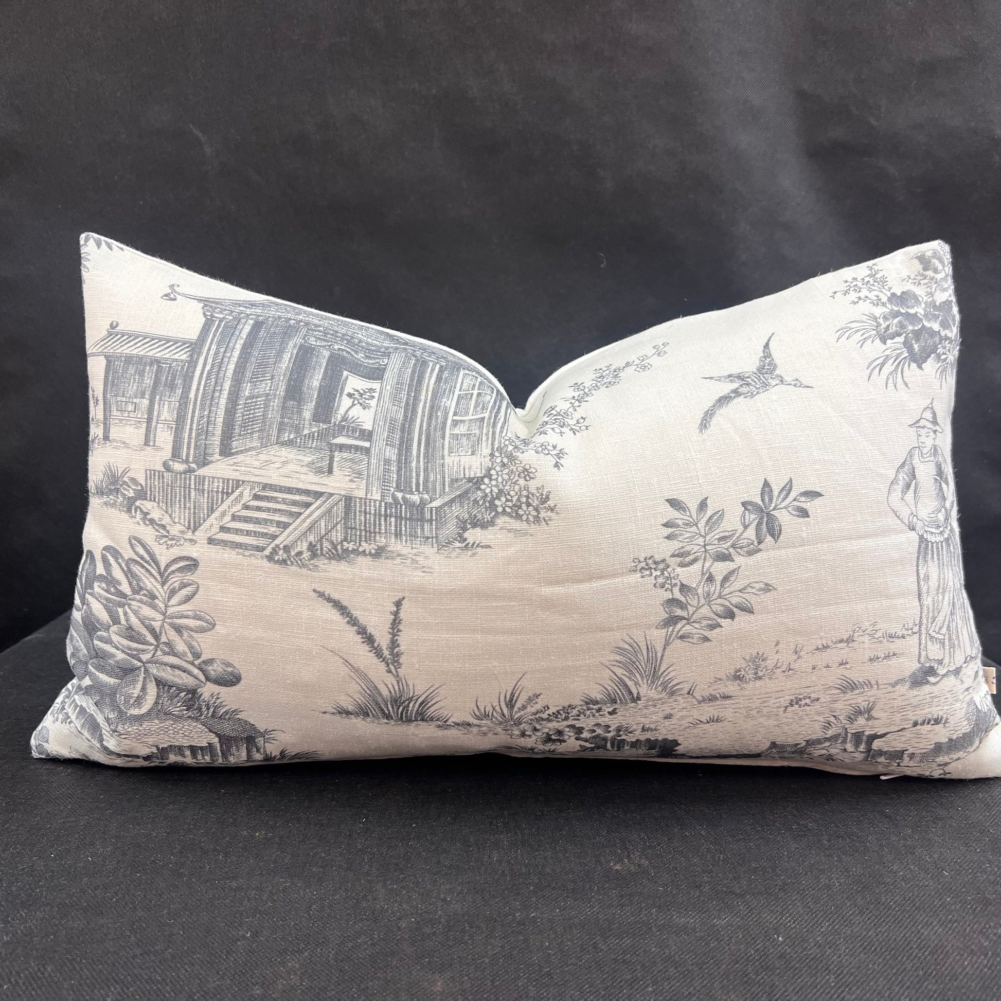 Chivasso Whisperers Garden Luxury Designer Toile Linen Grey Sofa Cushion Pillow Cover