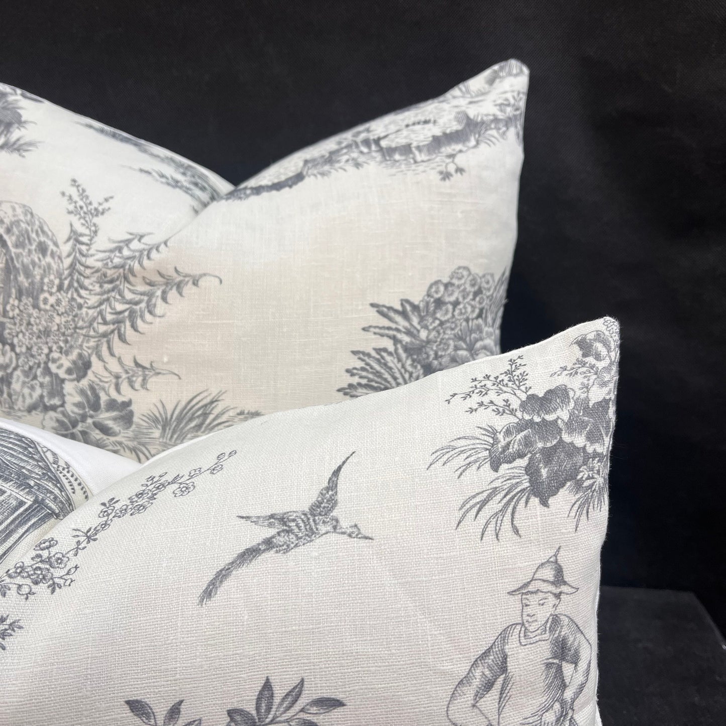 Chivasso Whisperers Garden Luxury Designer Toile Linen Grey Sofa Cushion Pillow Cover
