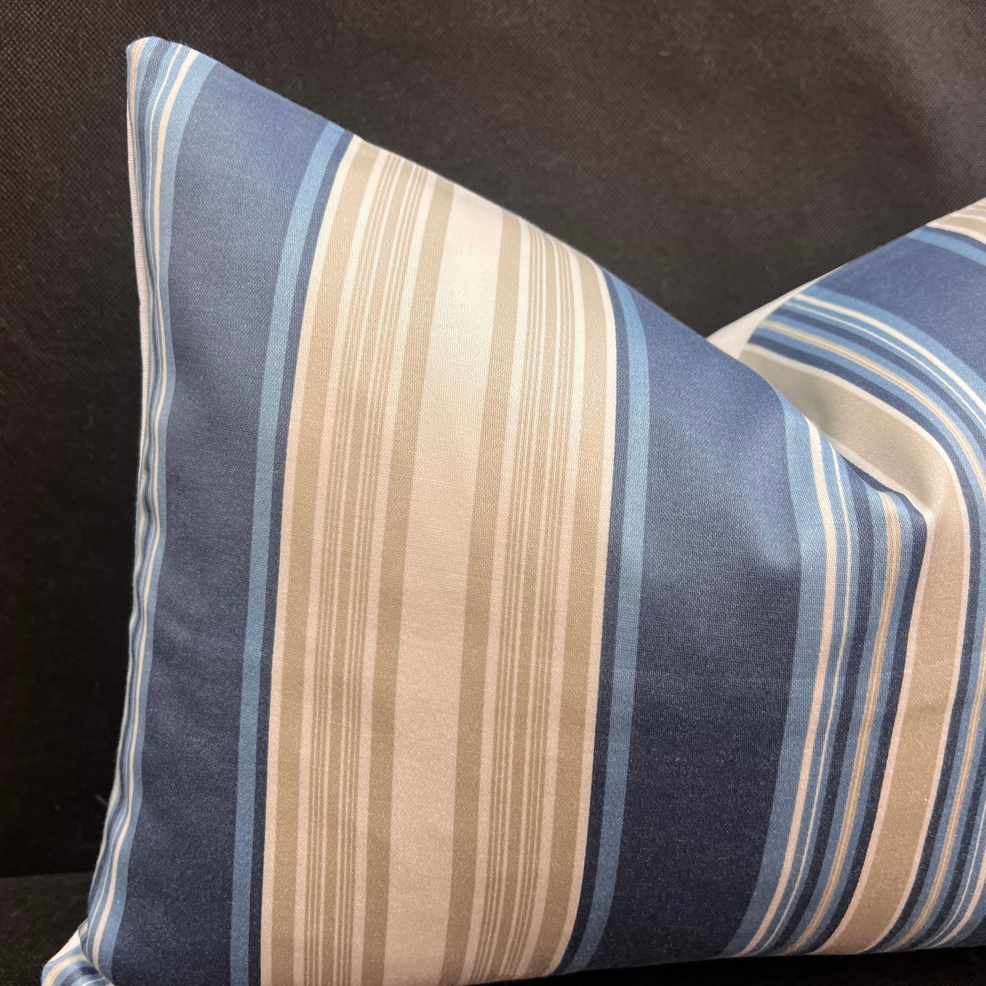 Blendworth Clarity Stripe Designer Fabric Blue Taupe Sofa Cushions Pillow Cover