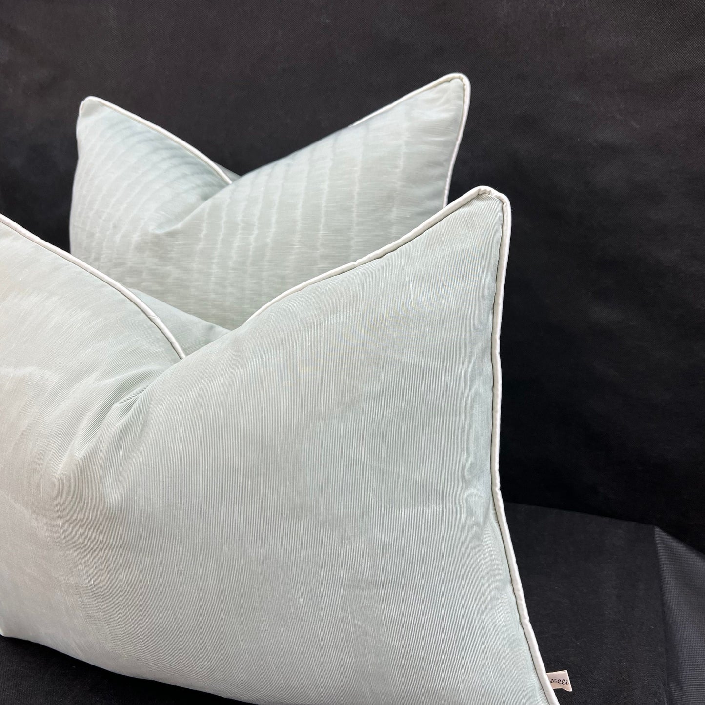 Dedar Amoir Fou Luxury Designer Plain Green Moire Silk Cushion Pillow Throw Cover