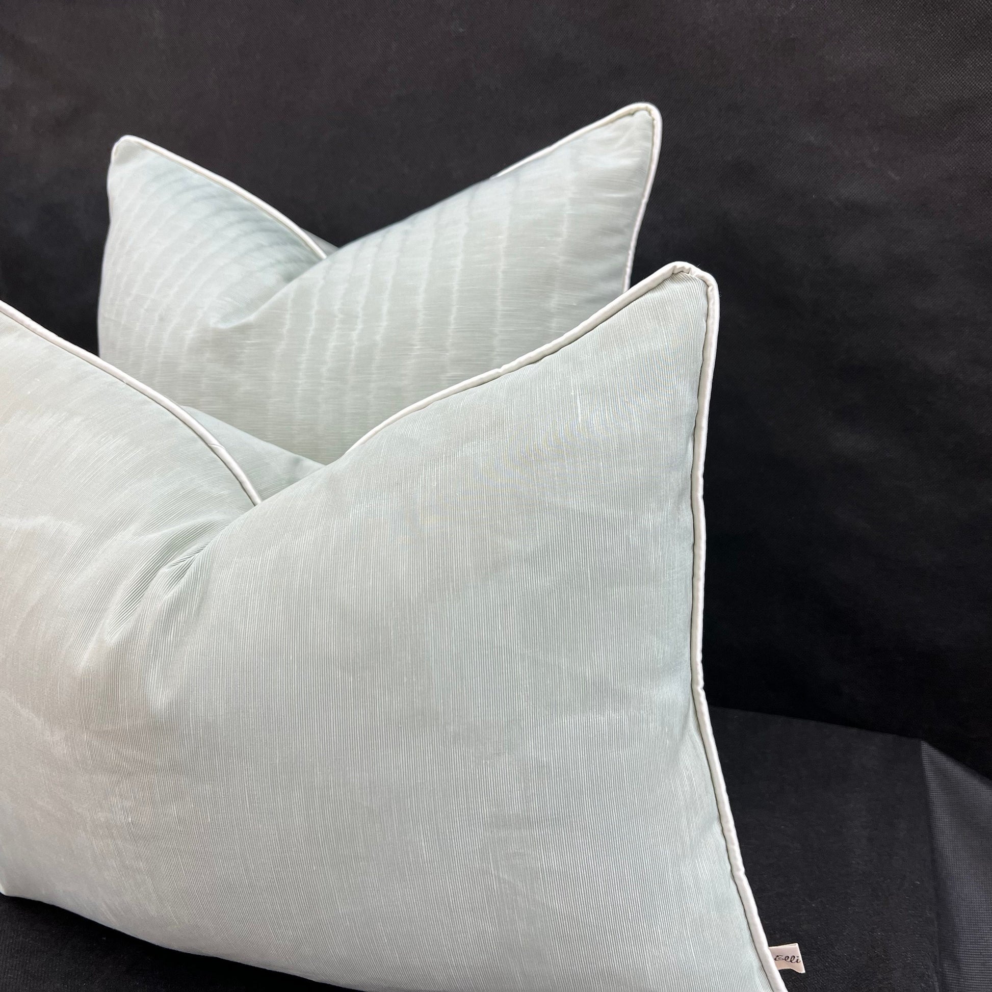 Dedar Amoir Fou Luxury Designer Plain Green Moire Silk Cushion Pillow Throw Cover