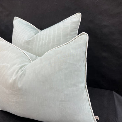 Dedar Amoir Fou Luxury Designer Plain Green Moire Silk Cushion Pillow Throw Cover