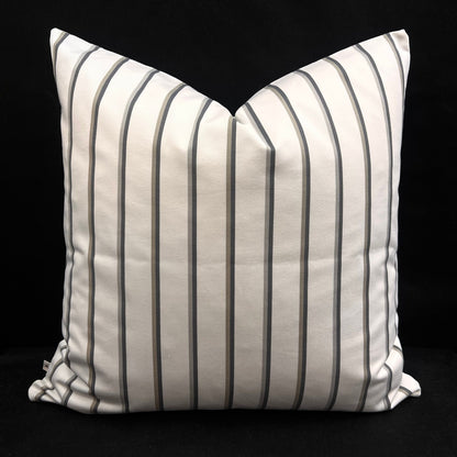Luxury Designer White Grey Striped Cotton Fabric Cushion Pillow Throw Cover