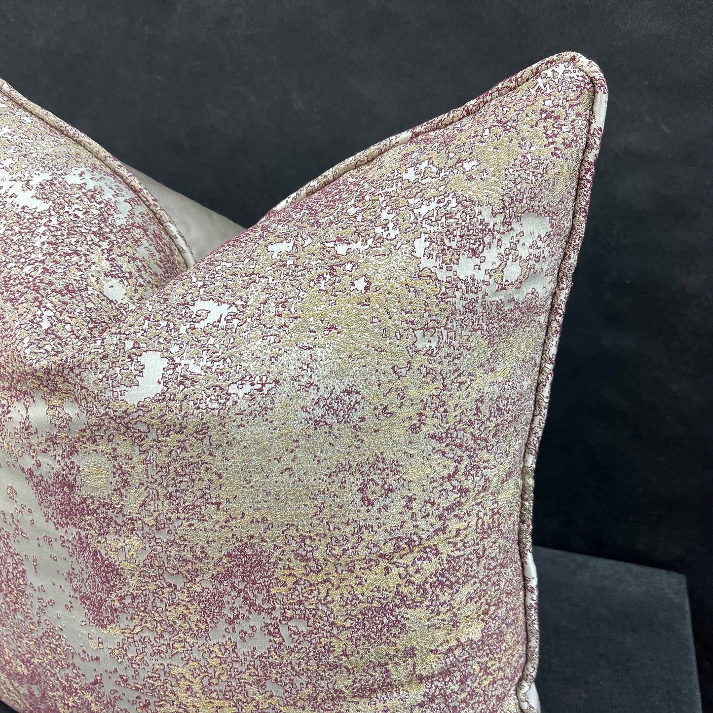 Luxury Designer Lelievre Astral Contemporary Gold Burgundy Cushion Throw Pillow Cover