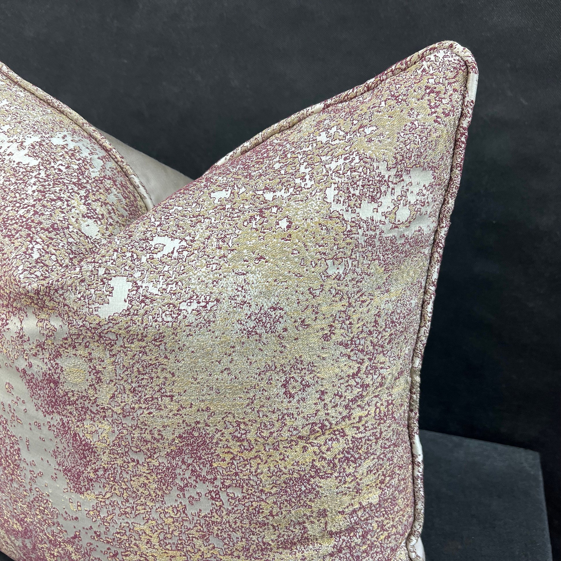 Luxury Designer Lelievre Astral Contemporary Gold Burgundy Cushion Throw Pillow Cover