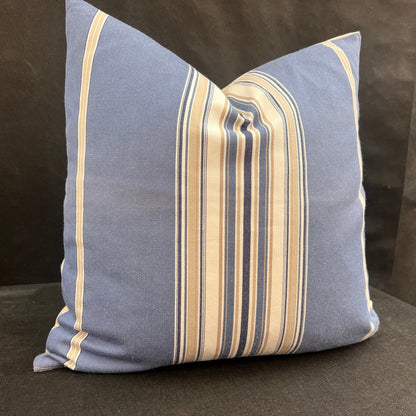 Sanderson Saxon Stripe Designer Fabric Blue Taupe Sofa Cushions Pillow Cover