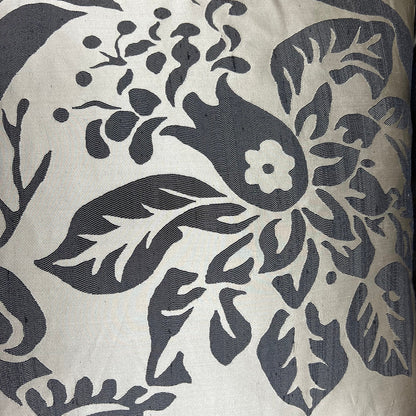 Luxury Designer Black Taupe Silk Satin Woven Floral Cushion Pillow Cover