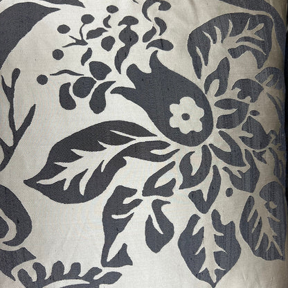 Luxury Designer Black Taupe Silk Satin Woven Floral Cushion Pillow Cover