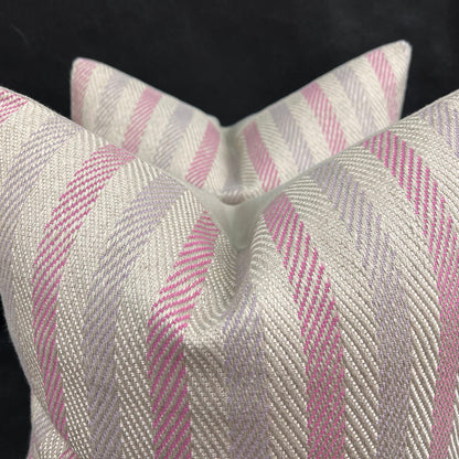 Luxury Designer Herringbone Pink Lilac Stripe Cushion Pillow Throw Cover