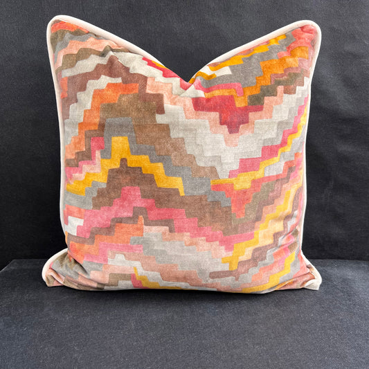 Zinc Falconetto Luxury Designer Contemporary Orange Mustard Velvet Cushion Throw Pillow Cover