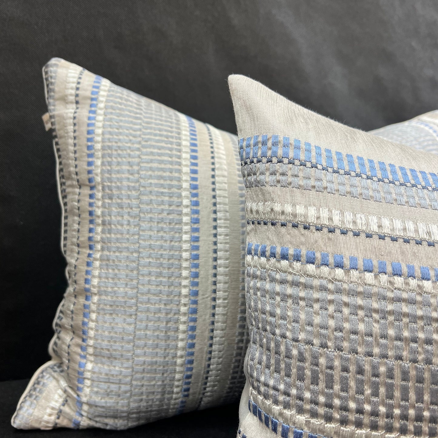 Jane Churchill Meteor Contemporary Designer Blue Striped Fabric Sofa Cushion Pillow Cover Throw