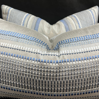 Jane Churchill Meteor Contemporary Designer Blue Striped Fabric Sofa Cushion Pillow Cover Throw