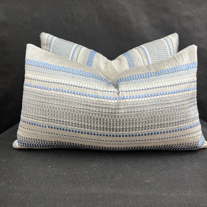 Jane Churchill Meteor Contemporary Designer Blue Striped Fabric Sofa Cushion Pillow Cover Throw