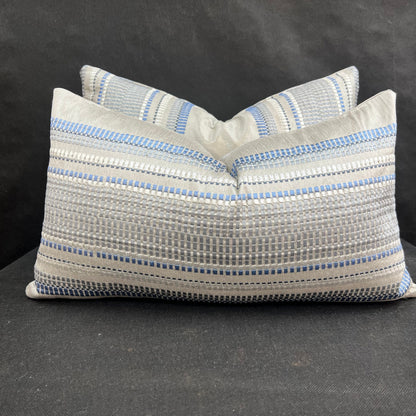 Jane Churchill Meteor Contemporary Designer Blue Striped Fabric Sofa Cushion Pillow Cover Throw