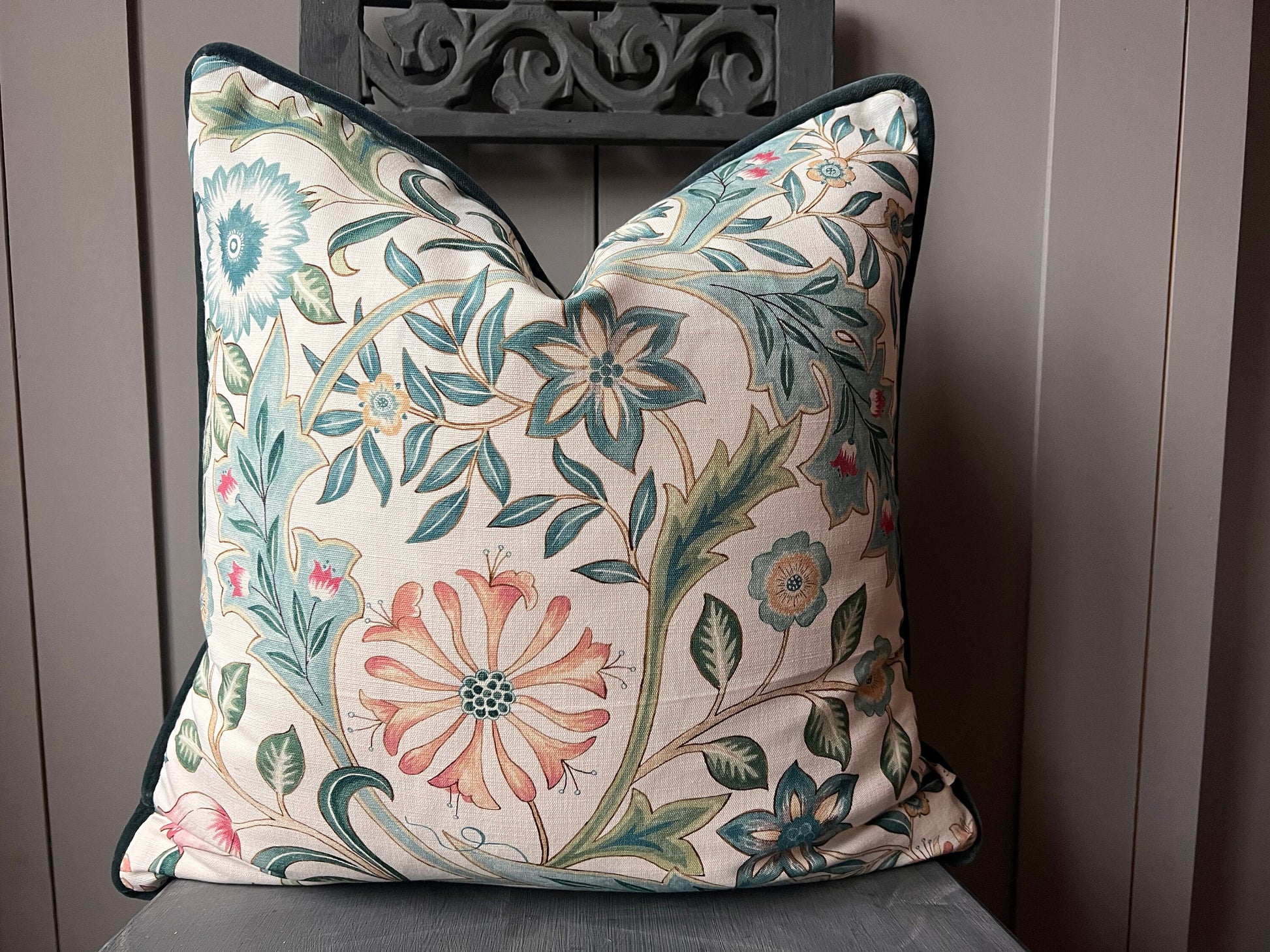 William Morris Wilhelmina Luxury Designer Fabric Vintage Blue Floral Cushion Pillow Cover