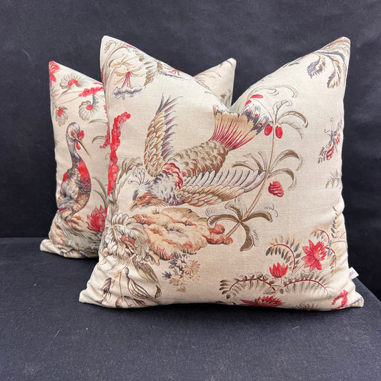 Vervain Pajaro Exotica Luxury Designer Fabric Vintage Bird Cushion Pillow Cover