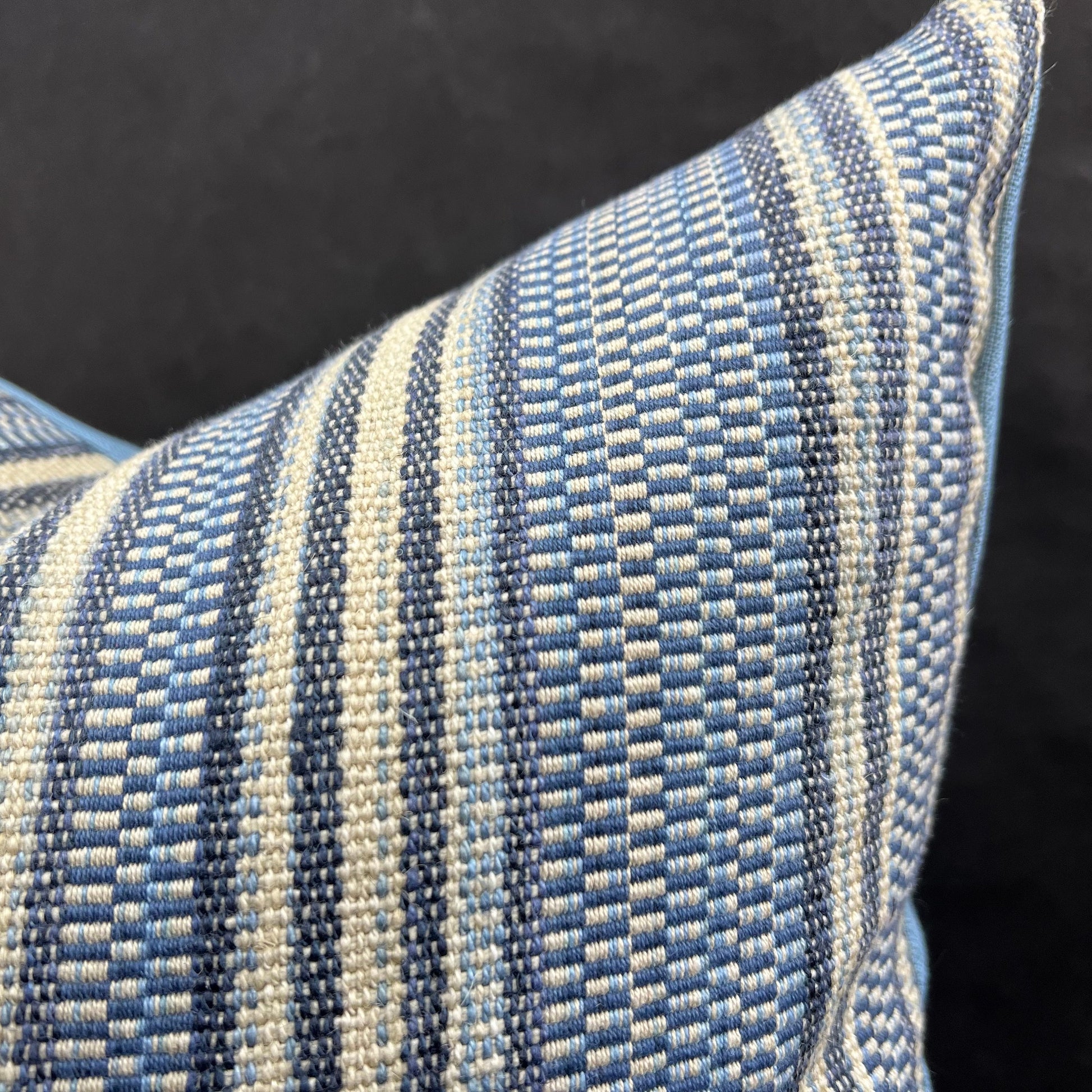 William Yeoward Nunzia Blue Cream Striped Fabric Cushion Pillow Cover