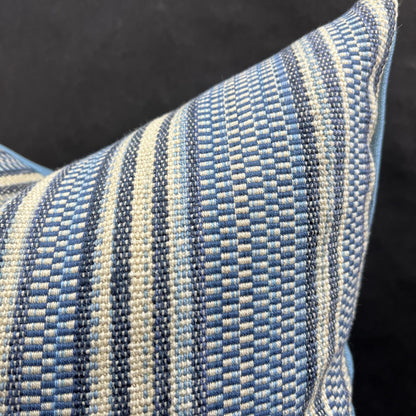 William Yeoward Nunzia Blue Cream Striped Fabric Cushion Pillow Cover