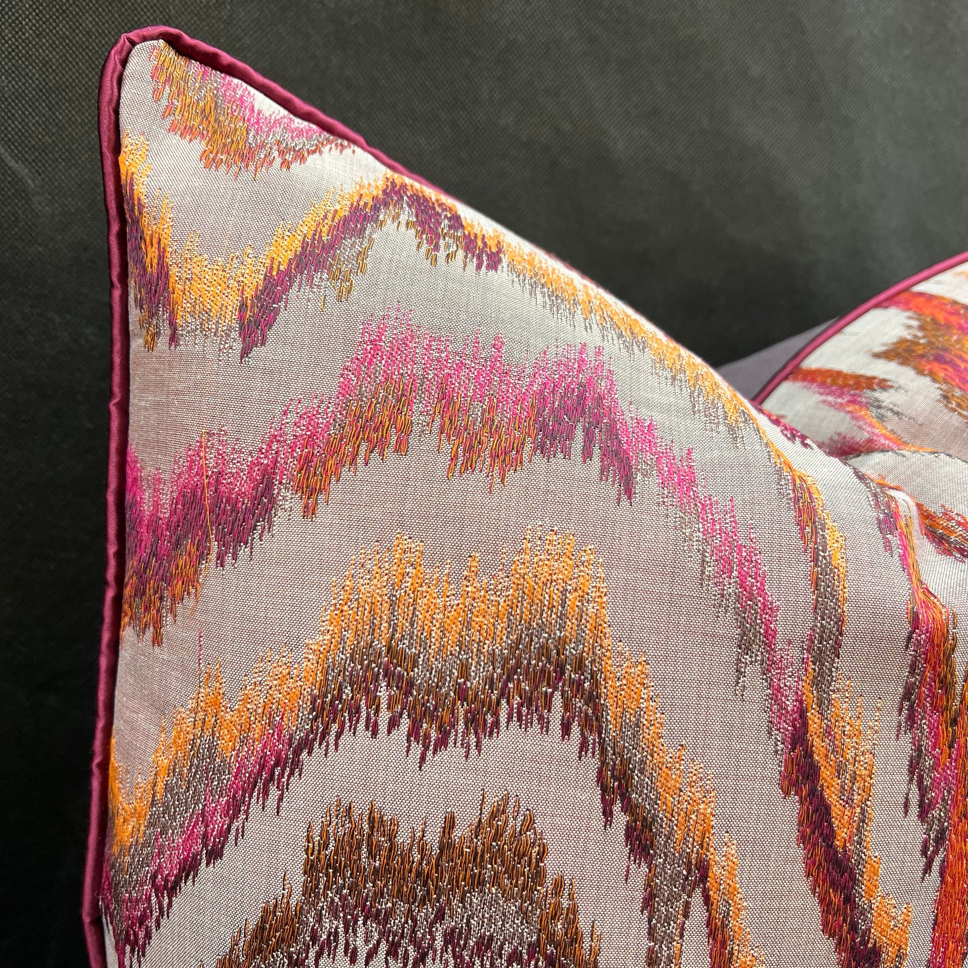 Zinc Valenza Luxury Designer Contemporary Orange Pink Mustard Cushion Throw Pillow Cover