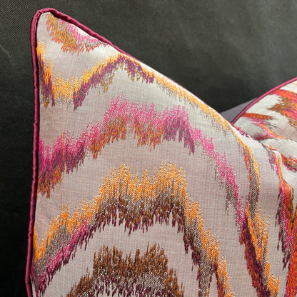 Zinc Valenza Luxury Designer Contemporary Orange Pink Mustard Cushion Throw Pillow Cover