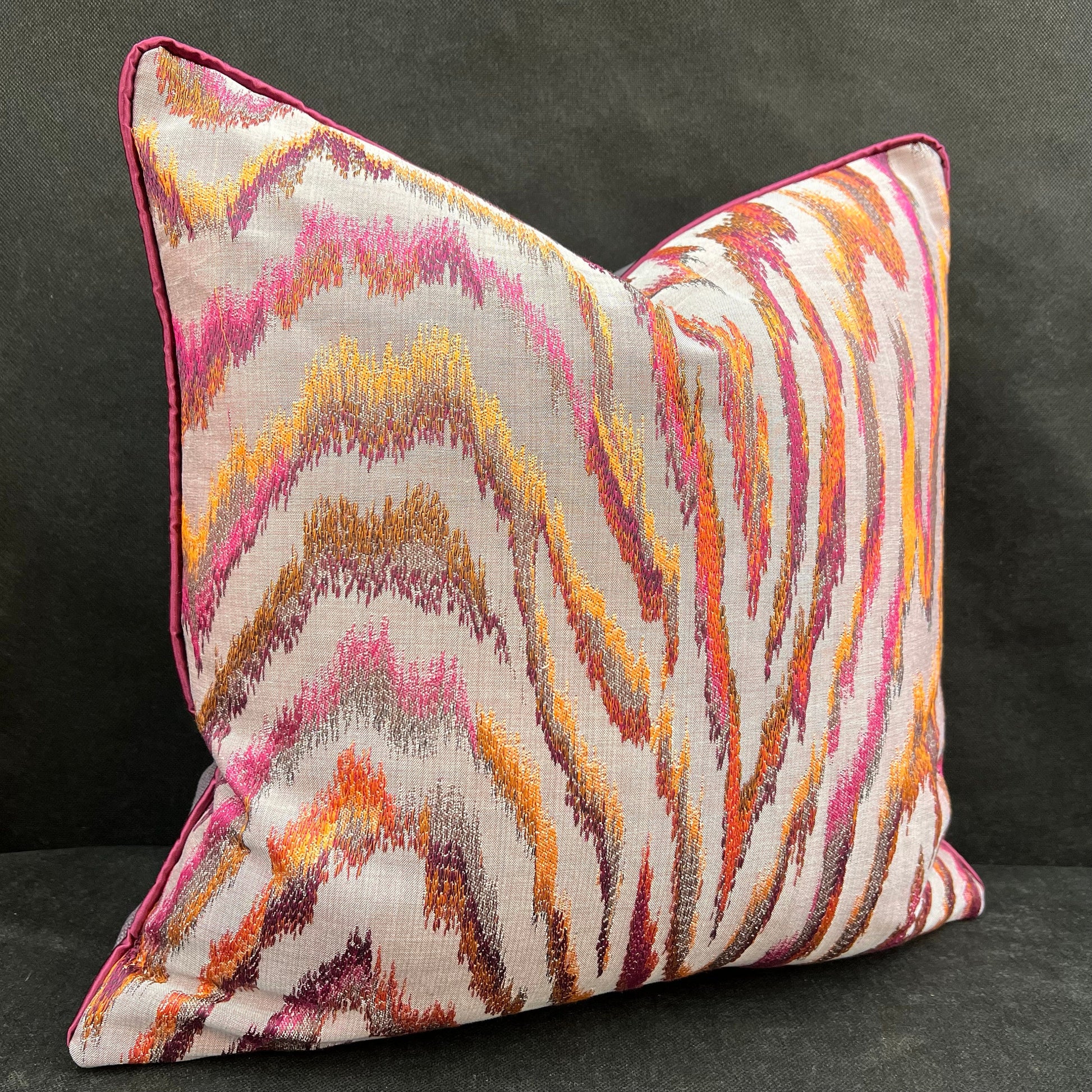 Zinc Valenza Luxury Designer Contemporary Orange Pink Mustard Cushion Throw Pillow Cover