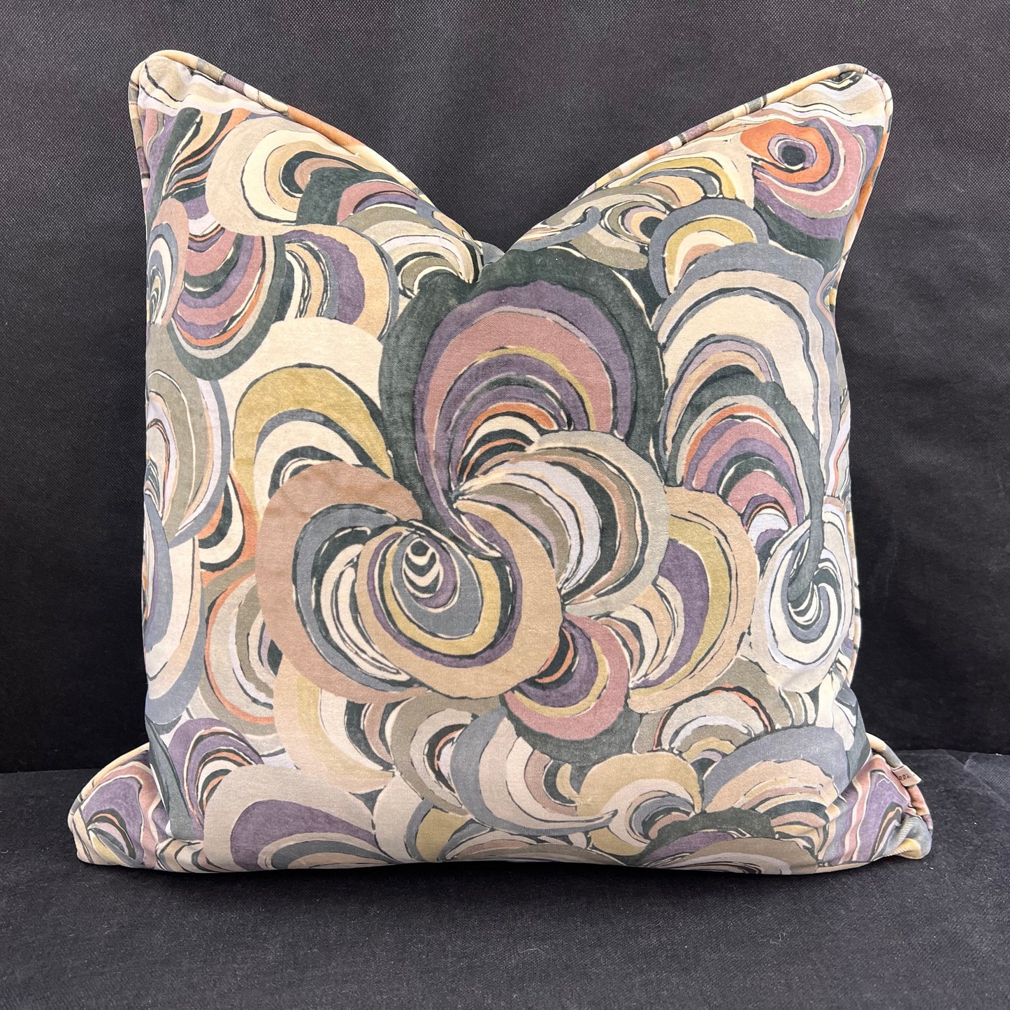 Boeme Luxury Designer Contemporary Taupe Grey Mauve Velvet Cushion Throw Pillow Cover