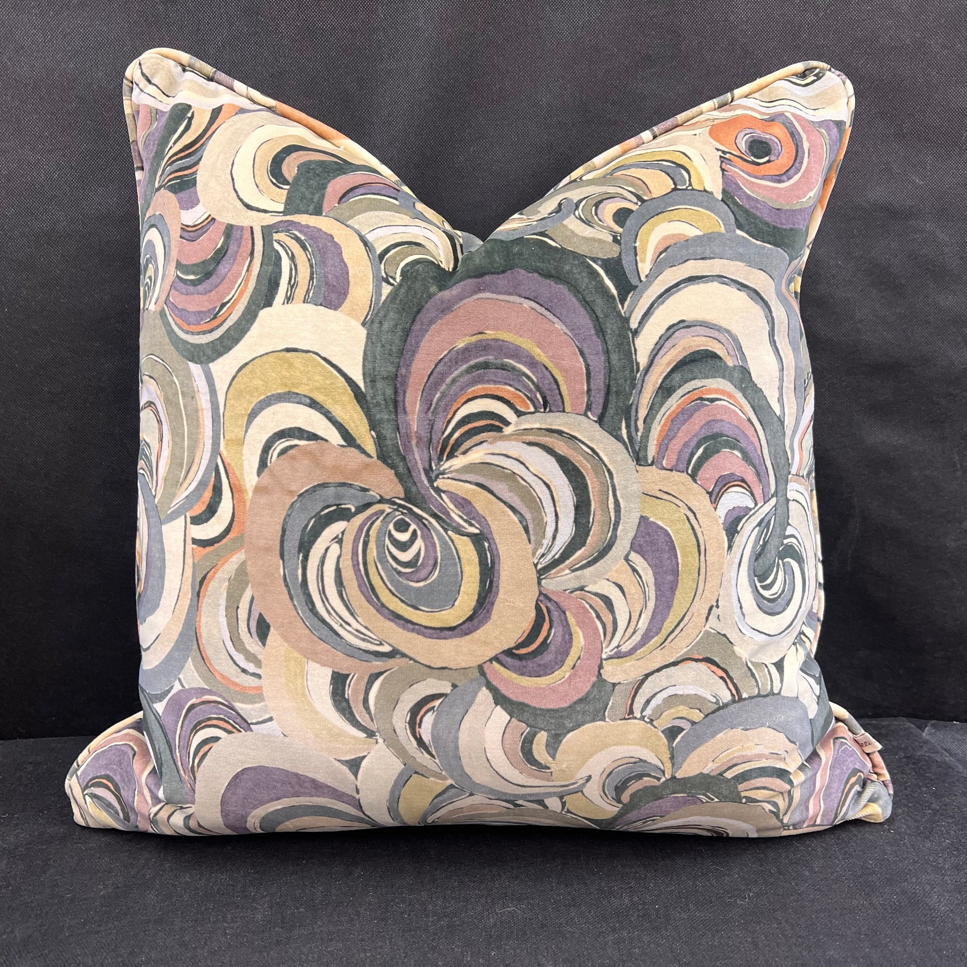 Boeme Luxury Designer Contemporary Taupe Grey Mauve Velvet Cushion Throw Pillow Cover