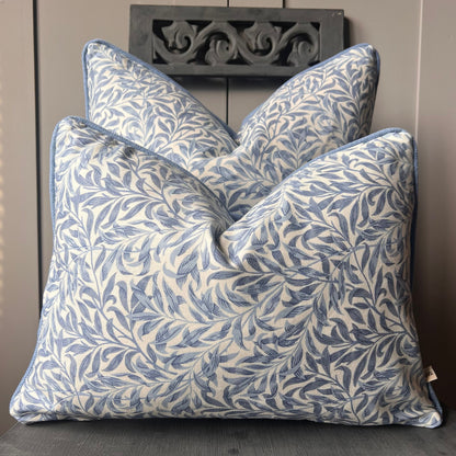 William Morris "Willow Bough Minor" Vintage Retro Blue Sofa Cushion Pillow Cover