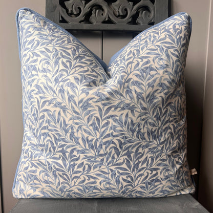 William Morris "Willow Bough Minor" Vintage Retro Blue Sofa Cushion Pillow Cover