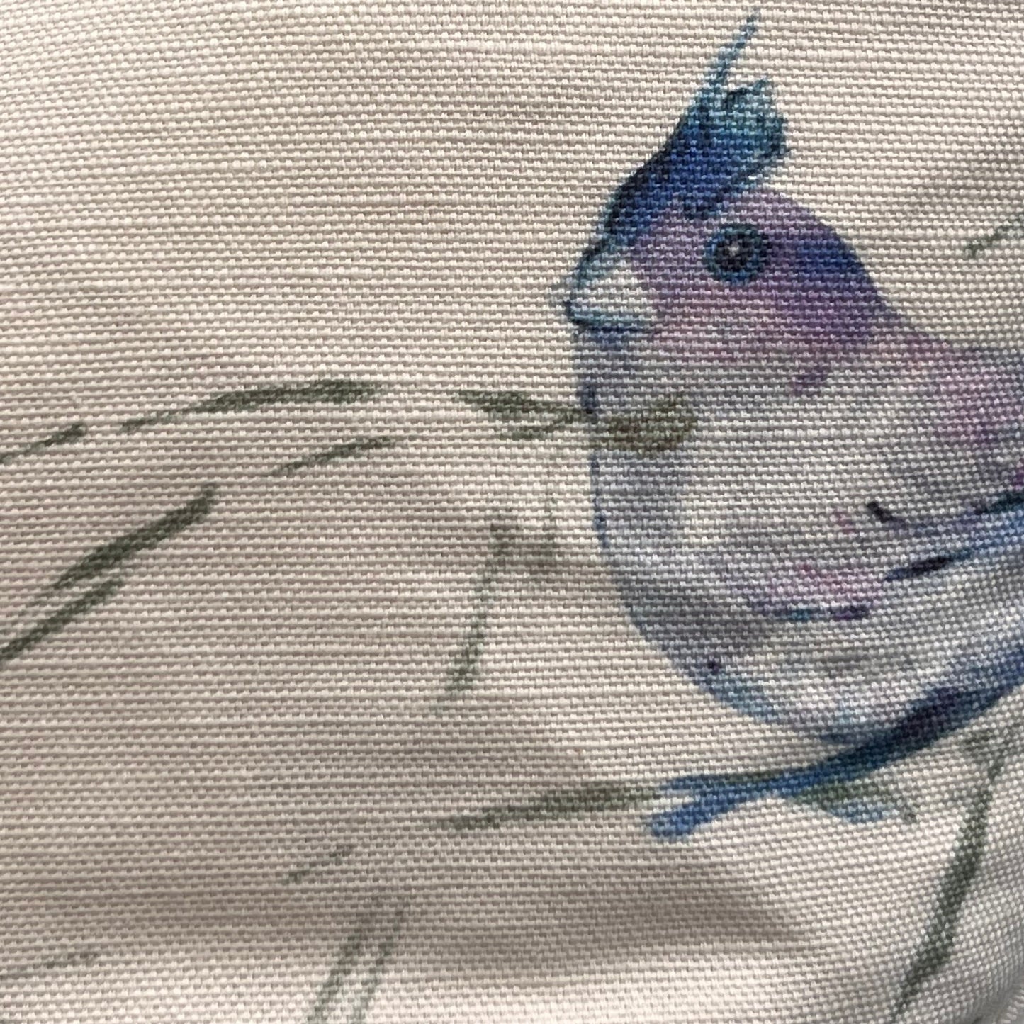 Chivasso Birds of Paradise Luxury Designer Fabric Sofa Cushion Pillow Cover Blue Lilac Grey Linen