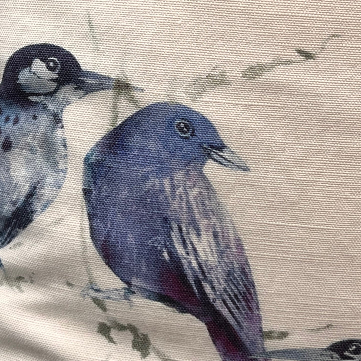 Chivasso Birds of Paradise Luxury Designer Fabric Sofa Cushion Pillow Cover Blue Lilac Grey Linen