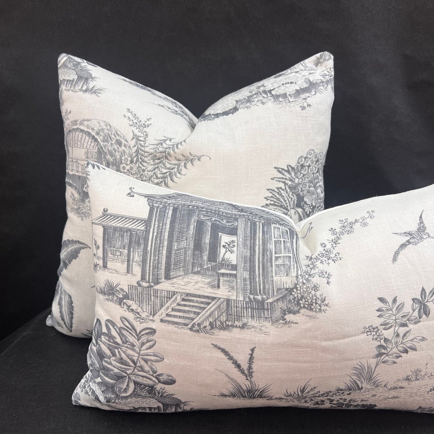 Chivasso Whisperers Garden Luxury Designer Toile Linen Grey Sofa Cushion Pillow Cover