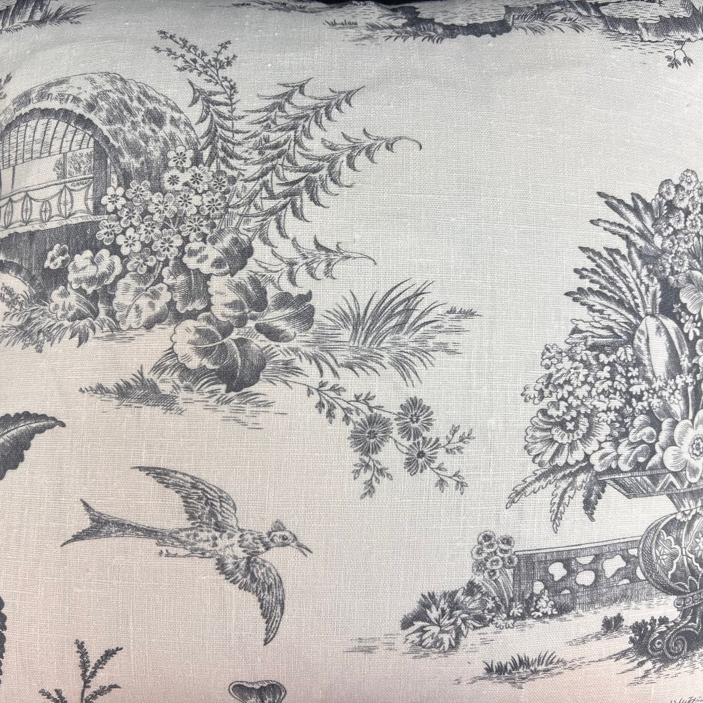 Chivasso Whisperers Garden Luxury Designer Toile Linen Grey Sofa Cushion Pillow Cover