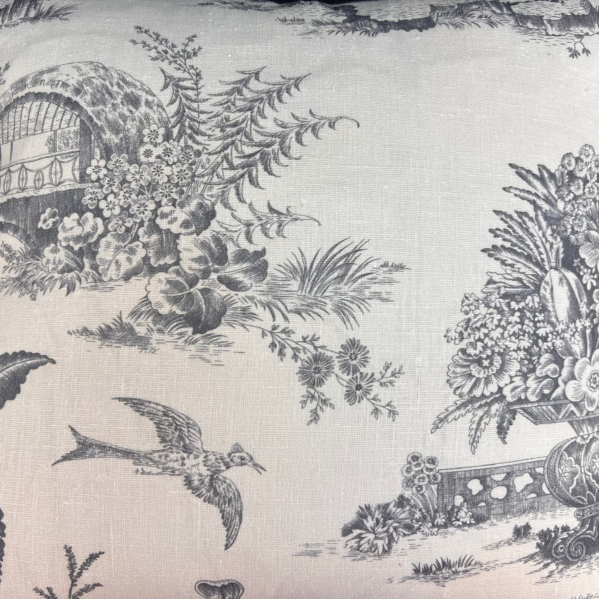 Chivasso Whisperers Garden Luxury Designer Toile Linen Grey Sofa Cushion Pillow Cover